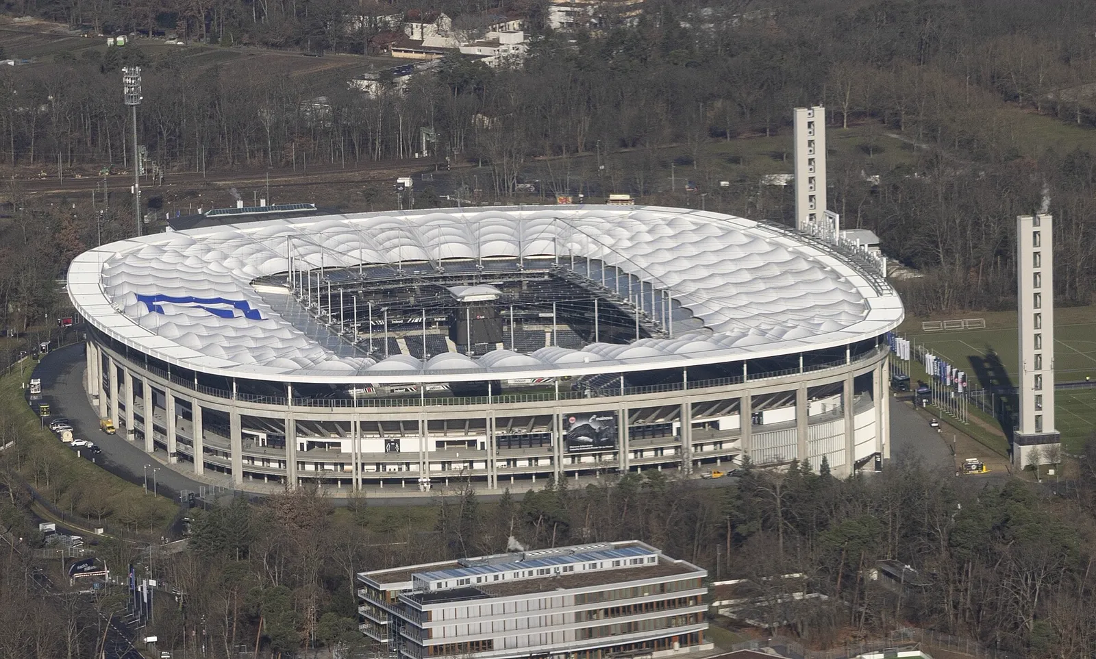 Waldstadion, Frankfurt, photographed in February 2022
